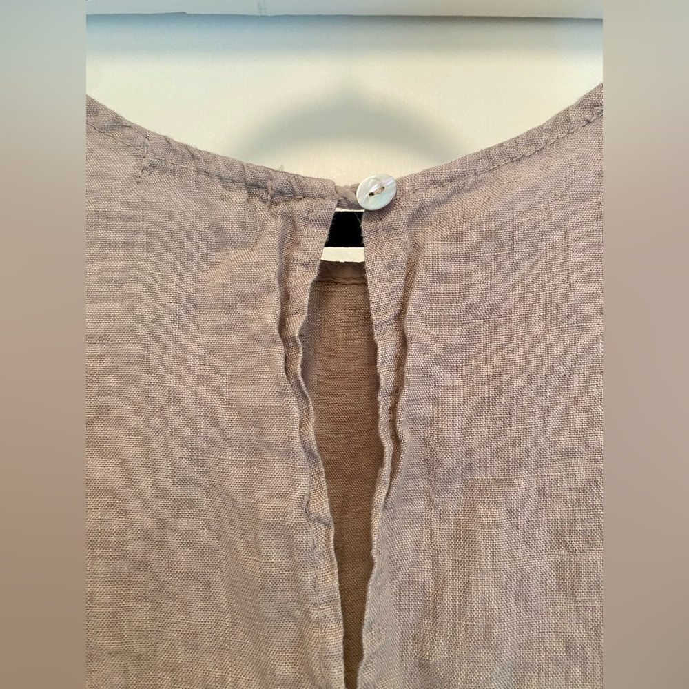 Lungo Larno 100% Linen dress women’s size small grey Pockets scoop Neck office - Picture 7 of 8